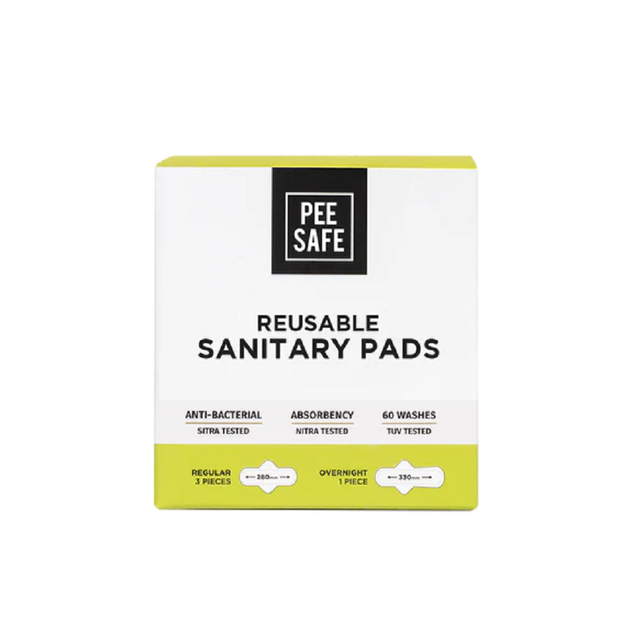 Pee Safe Resuable Sanitary Pads - Pack of Four (Three Regular & One Overnight)