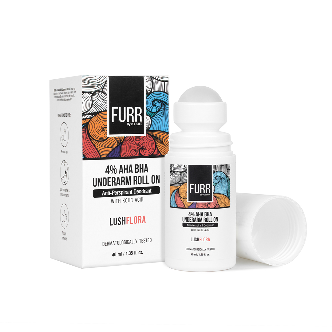 PeeSafe Furr 4% AHA BHA Underarm Roll On LushFlora Fragrance Deo Roll-on 40mL MRP 399
