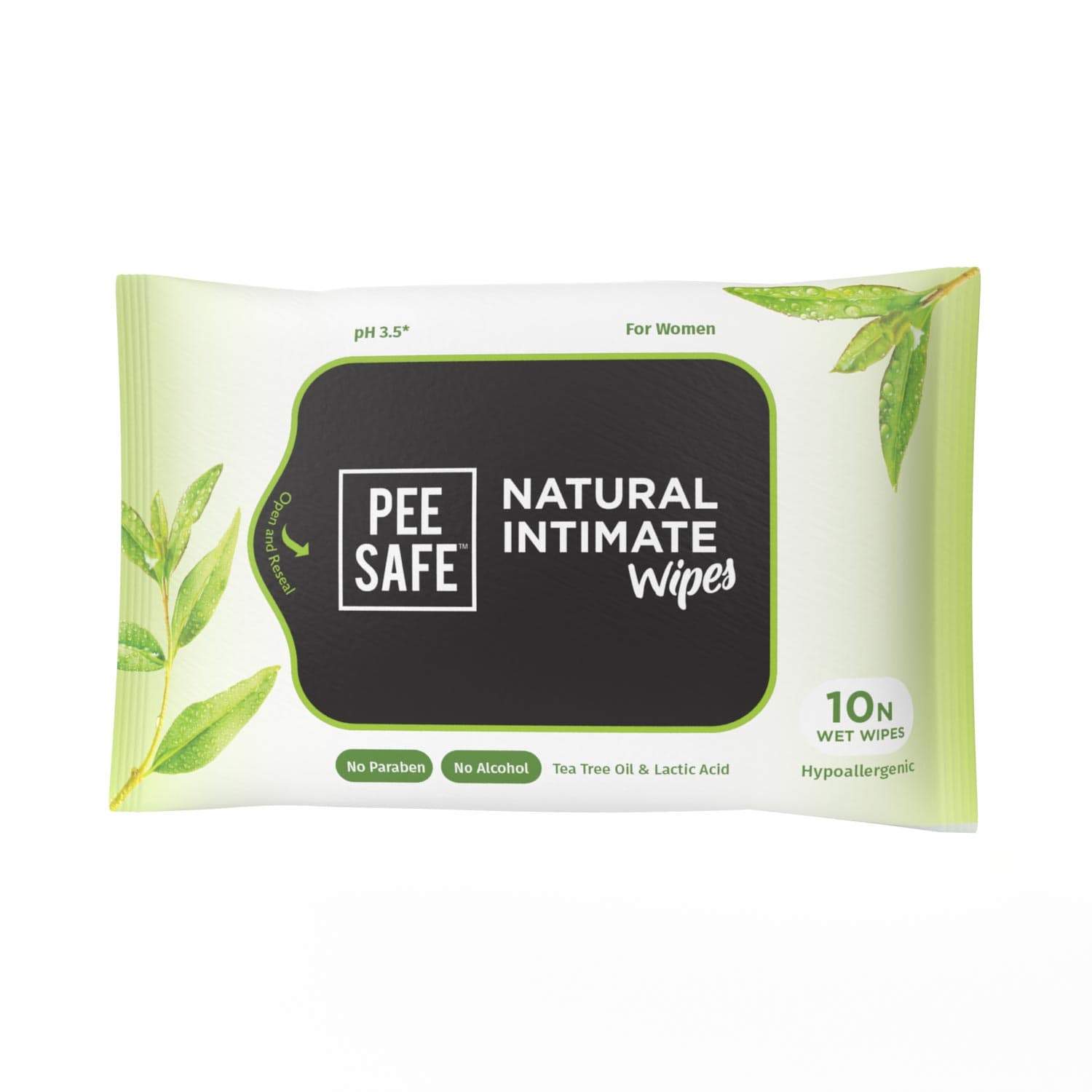 Pee Safe Women's Natural Intimate Wipes - Pack of 10