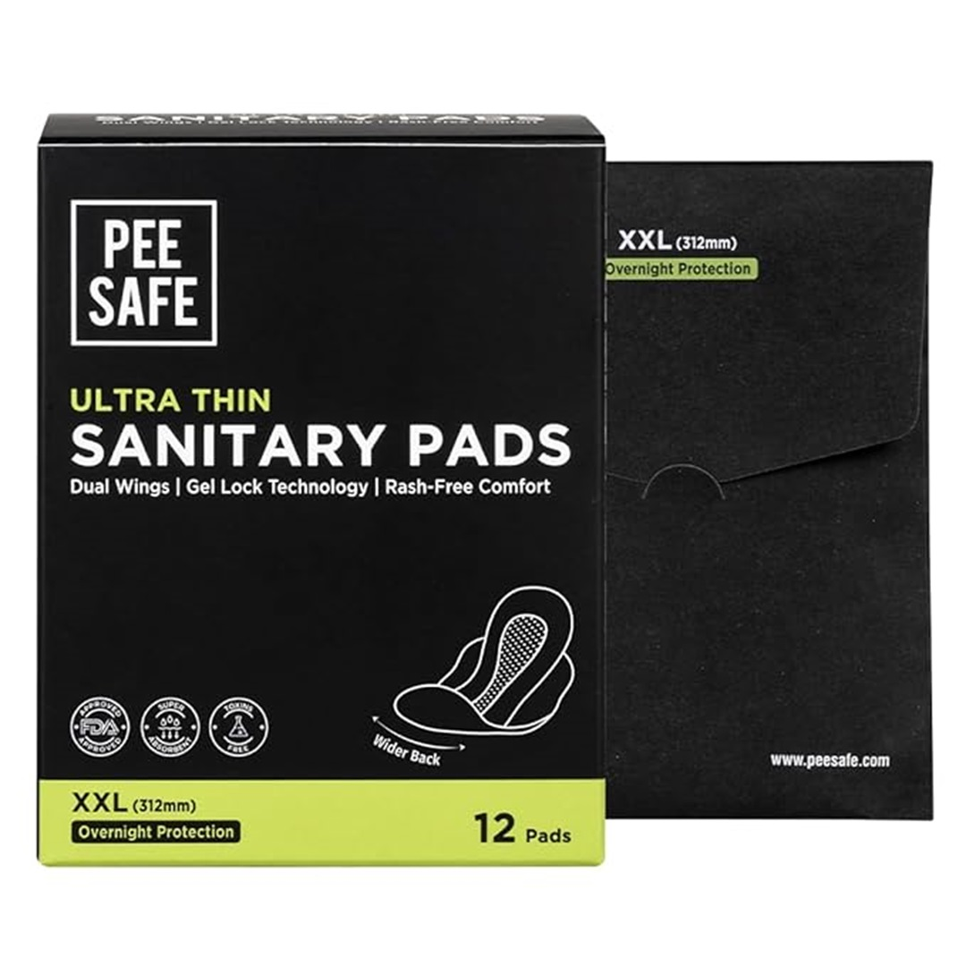 Pee Safe Ultra Thin Sanitary Pads XXl For Women - Pack of 12 | For Rash Free Periods | Dual Wings |