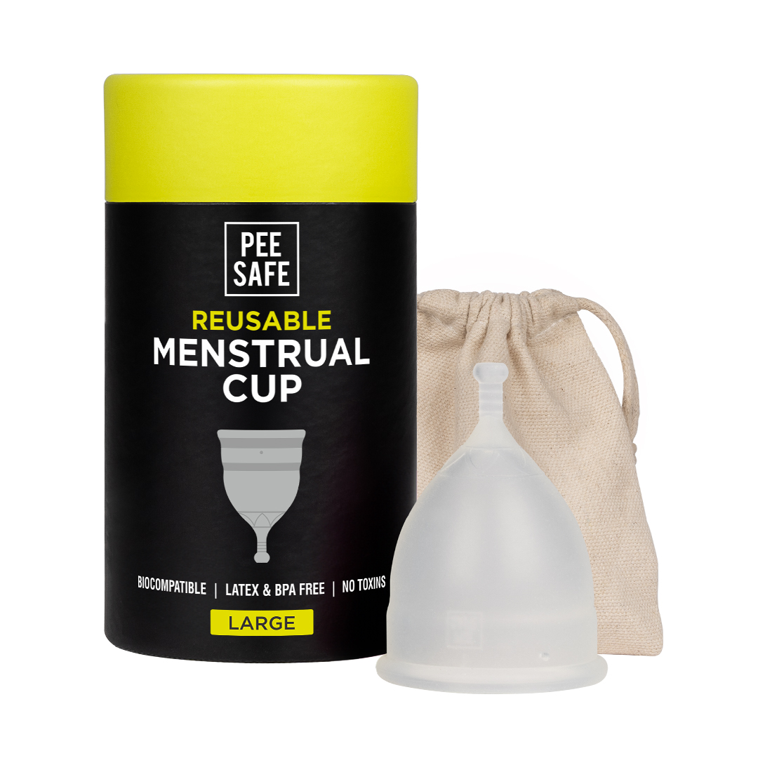 Pee Safe Reusable Menstrual Cup with Medical Grade Silcone for Women - Large