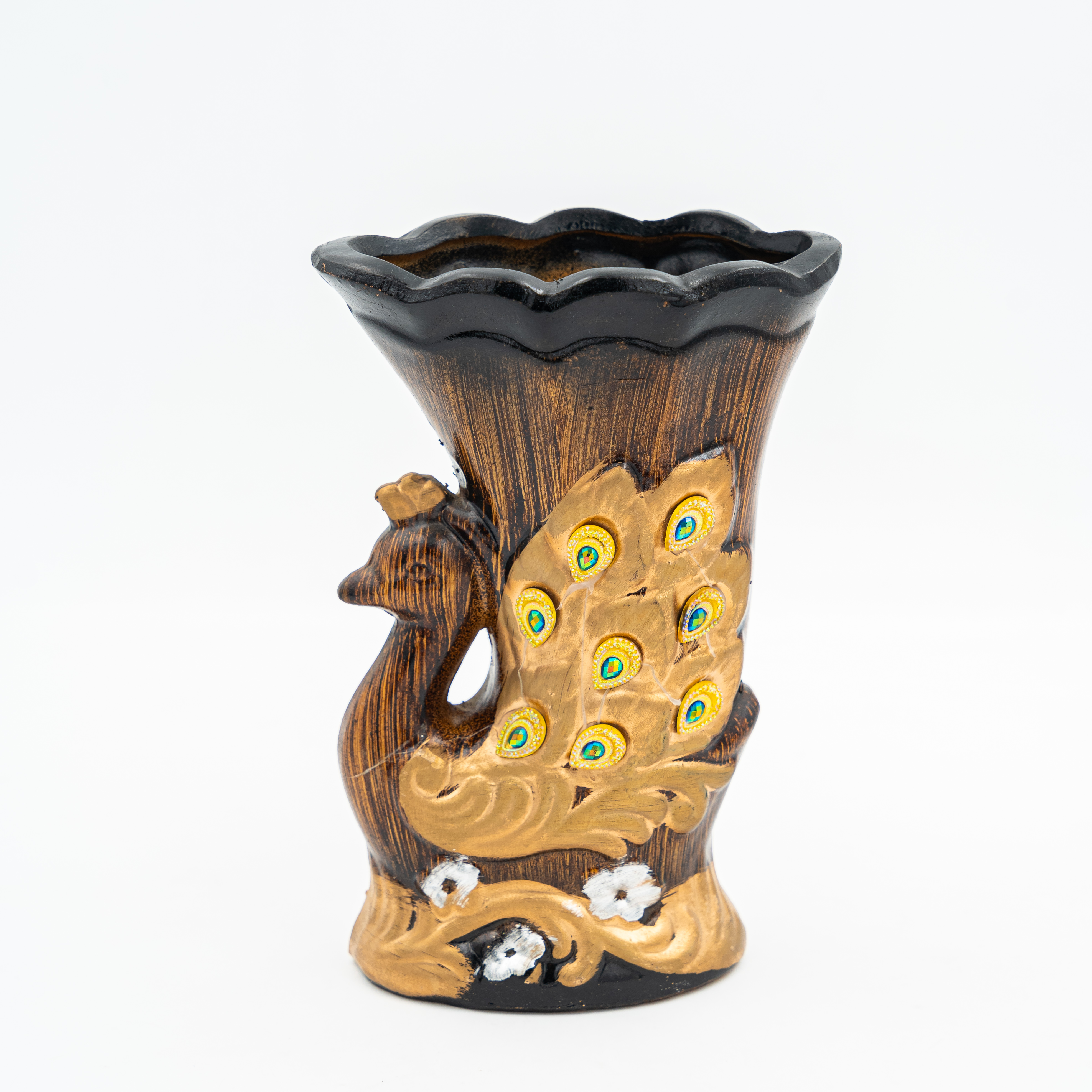 Small Ceramic Flower Vase in Peacock Design MRP1025