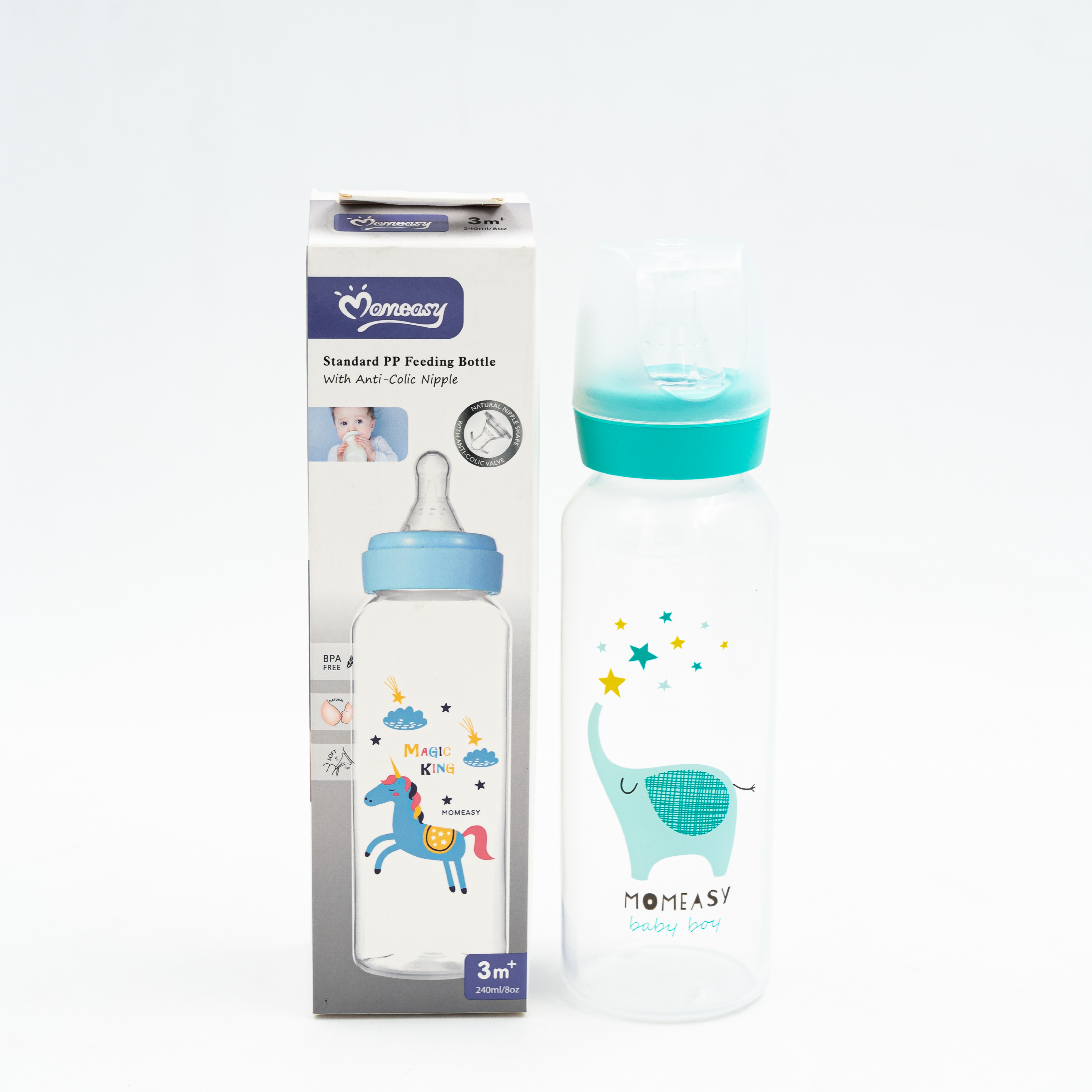Momeasy Feeding Bottle with Anti Colic Nipple 240ml for 3 Month+ (Green) Baby Accessories MRP 490