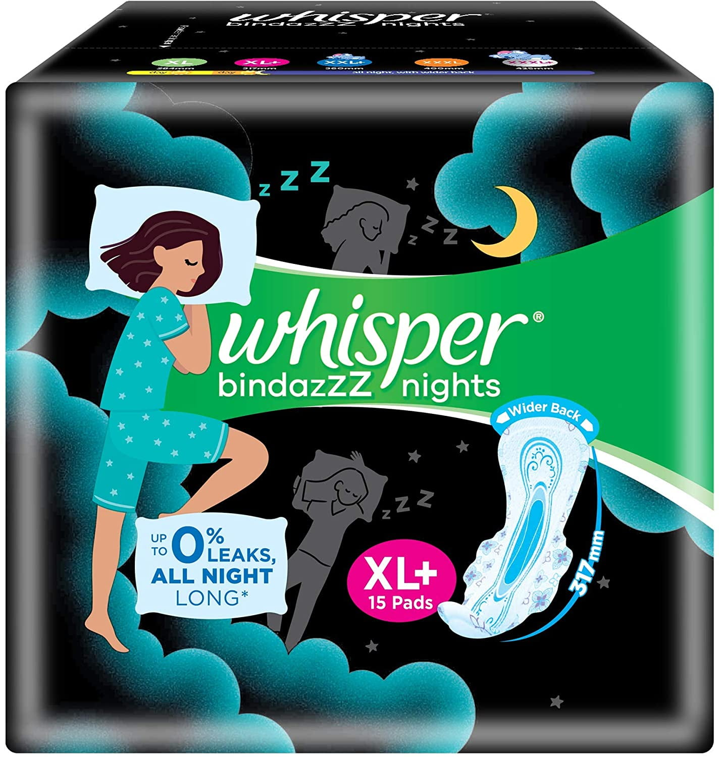 Whisper Ultra Night XXL 15'S Sanitary Pads  MRP 360