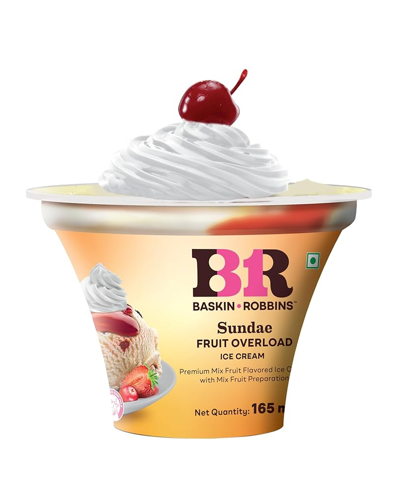 Baskin & Robin Sundae Fruit Overload Cups 165mL MRP 395