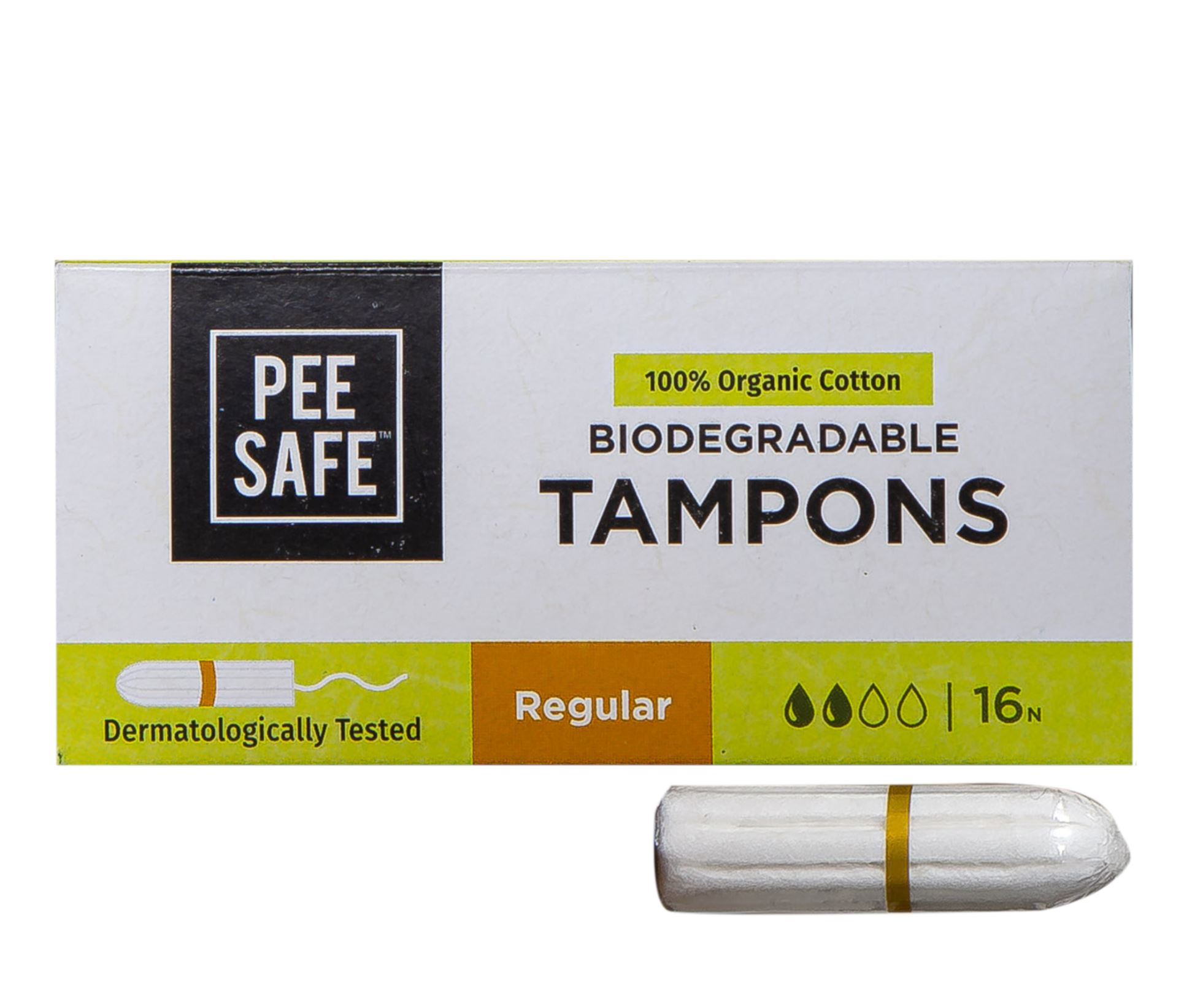PeeSafe Organic Cotton Tampon - Regular Tampons 16pcs MRP 479